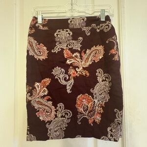 Paisley Print Pencil Skirt - Rich Purple‎